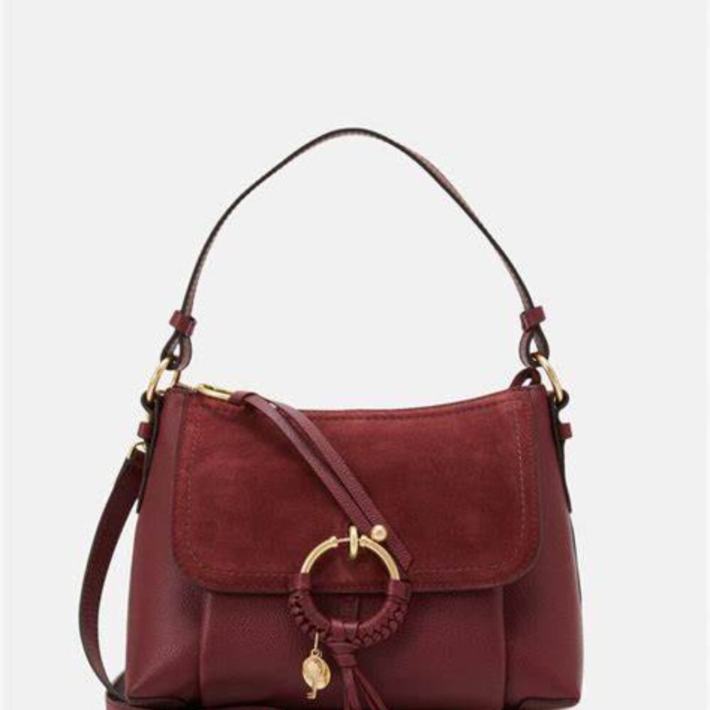 See by Chloe Joan Small Leather Suede Shoulder Bag Dark Red Velvet~Dust Bag
